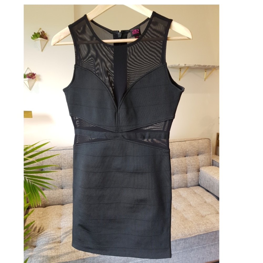 BEBE Black Bodycon Bandage Dress LBD